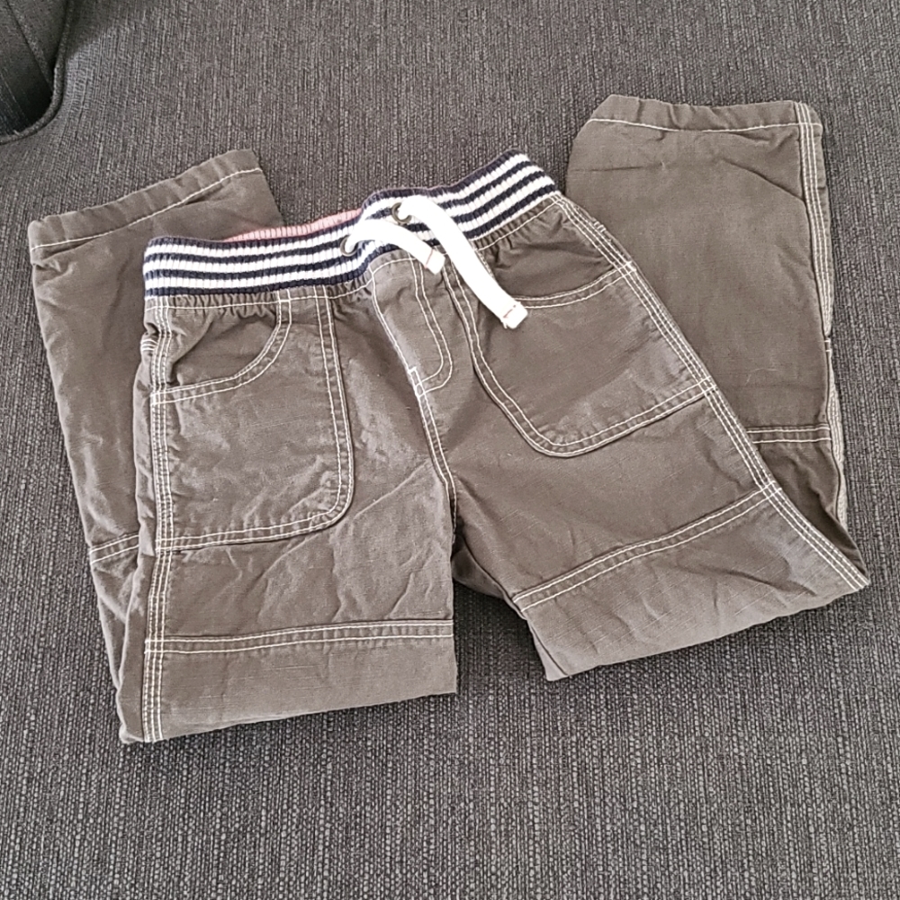 Mini Boden Gray Khaki Cozy Jersey Lined Cargo Pants Boys 6